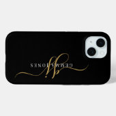 Stilvolle Script Monogram Initials Gold Black Case-Mate iPhone Hülle (Rückseite (Horizontal))