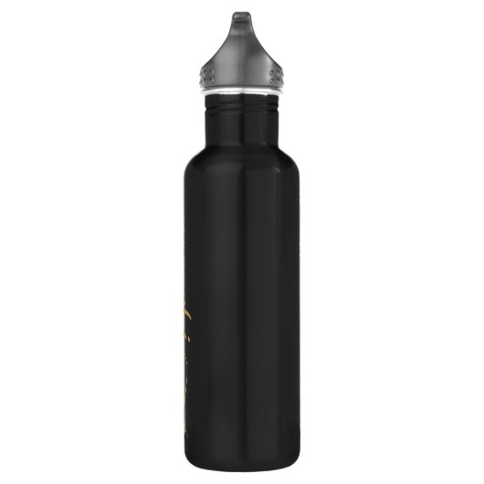 Stilvolle Script Monogram Initials Gold Black Edelstahlflasche (Rechts)