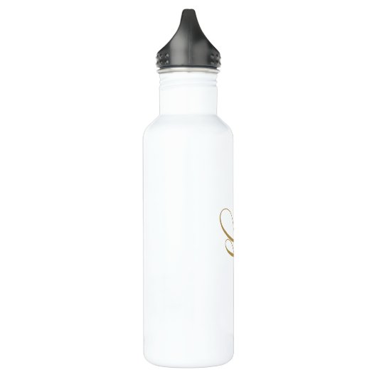 Stilvolle Script Monogram Initials Gold White Edelstahlflasche (Links)