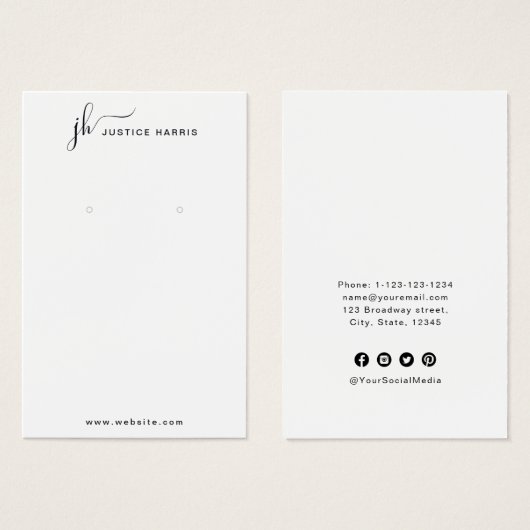 Stilvolle Script Monogram Modern Beruflich (Vorne & Hinten)