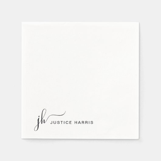 Stilvolle Script Monogram Modern Beruflich Serviette (Vorderseite)