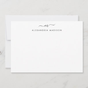 Stilvolle Script Monogram Modern Swash Stationery Mitteilungskarte