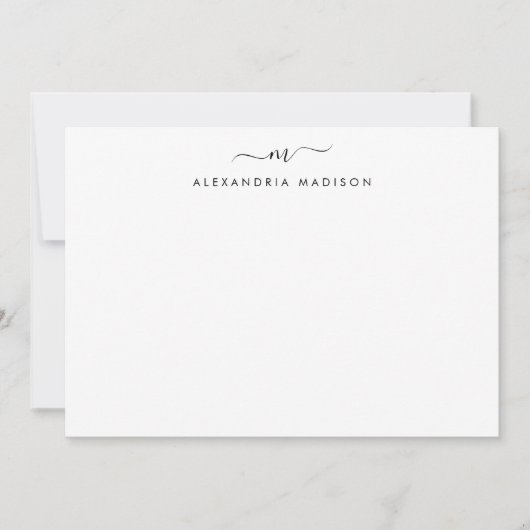 Stilvolle Script Monogram Modern Swash Stationery Mitteilungskarte (Vorderseite)