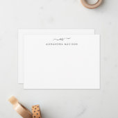 Stilvolle Script Monogram Modern Swash Stationery Mitteilungskarte (Vorderseite/Rückseite Beispiel)