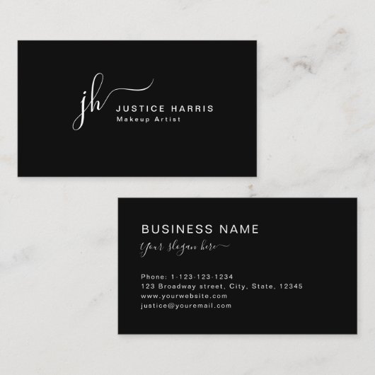 Stilvolle Script Monogram Moderne Berufliche Busin Visitenkarte (Vorne/Hinten)