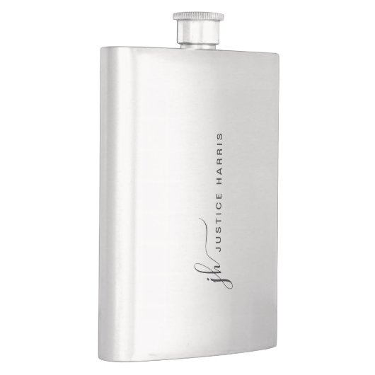 Stilvolle Script Monogram Moderne Personalisiert F Flachmann (Rechts)