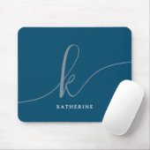 Stilvolle Script Monogram Navy Blue Mousepad (Mit Mouse)
