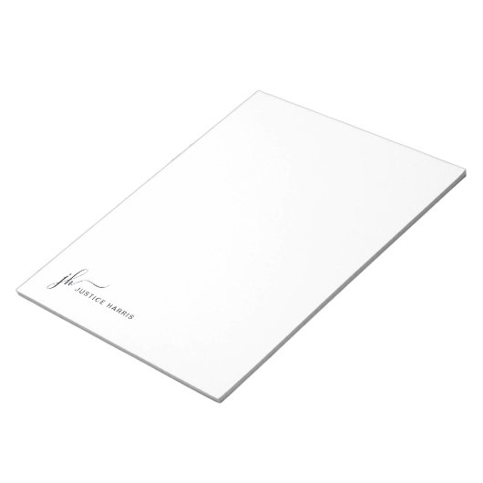 Stilvolle Script Monogram Personalisiert Stationer Notizblock (angewinkelt)