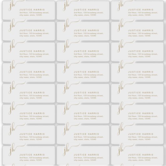 Stilvolle Script Monogram transparente Rücksendead Aufkleber (Vorderseite)