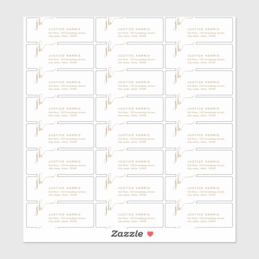 Stilvolle Script Monogram transparente Rücksendead Aufkleber (Blatt)