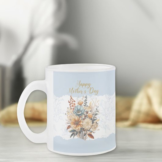 Stilvolle Script Mother's Day Blue Floral Mattglastasse