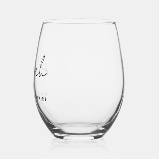 Stilvolle Script-Mutter der Braut Hochzeit Weinglas Ohne Stiel (Links)