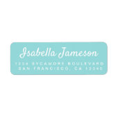 Stilvolle Script Name Turquoise Blue Rücksendeadre (Vorne)