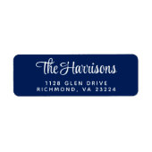 Stilvolle Script Navy Blue Rücksendeadresse (Vorne)