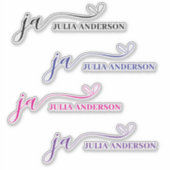 Stilvolle Script Schriftart Monogram farbenfroh Aufkleber (Vorderseite)