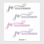 Stilvolle Script Schriftart Monogram farbenfroh Aufkleber (Blatt)