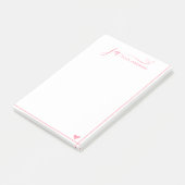 Stilvolle Script-Schriftart Monogram White & Pink Post-it Klebezettel (angewinkelt)