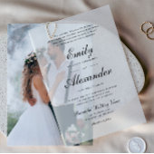 Stilvolle Script Schwarz-weiß Wedding Pergament Einladungen