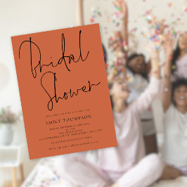 Stilvolle Script Terracotta Bridal Dusche Einladun Einladung