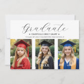 Stilvolle Script Typografie 3 Fotos Zeitleiste Einladung (Vorderseite)