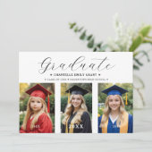 Stilvolle Script Typografie 3 Fotos Zeitleiste Einladung (Stehend Vorderseite)