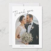 Stilvolle Script Wedding 2 Fotos Danke Karte (Vorderseite)