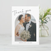 Stilvolle Script Wedding 2 Fotos Danke Karte (Stehend Vorderseite)