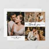 Stilvolle Script Wedding 4 Foto Collage Vielen Dan Postkarte (Vorne/Hinten)
