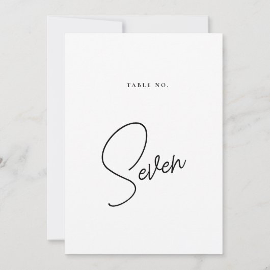 Stilvolle Script Wedding Tischnummer (Rückseite)
