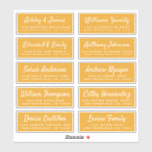 Stilvolle Script Yellow Wedding Guest Address Labe Aufkleber (Blatt)
