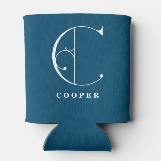 Stilvolle Scroll Letter C Monogram mit Nachname Dosenkühler (Rückseite)