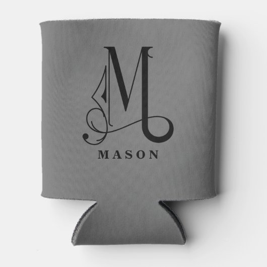 Stilvolle Scroll Letter M Monogram mit Nachname Dosenkühler (Vorderseite)