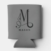 Stilvolle Scroll Letter M Monogram mit Nachname Dosenkühler (Rückseite)