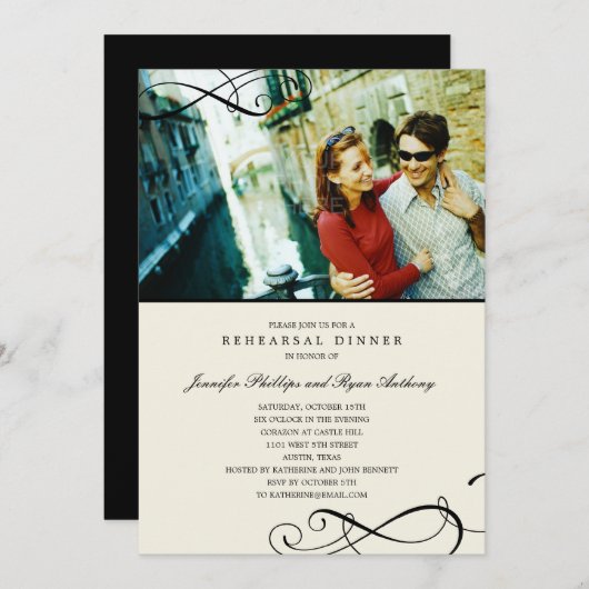 Stilvolle Scrolls Probe Dinner /Polterabend Einladung (Vorne/Hinten)