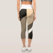 Stilvolle Sepia Monochrome Diagonal Bands Capri Leggings (Rückseite)