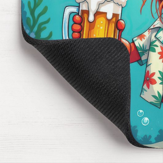 Stilvolle Shrimps mit einem Glas Bier Mousepad (Ecke)