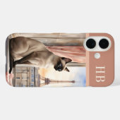 Stilvolle Siam Cat Monogram Personalisiert Case-Mate iPhone Hülle (Rückseite (Horizontal))