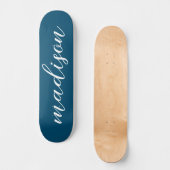 Stilvolle Signatur einfache Navy Blue Mit Monogram Skateboard (Vorderseite)