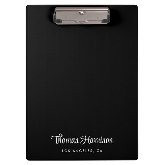 Stilvolle Signatur-Script Monogram Black Klemmbrett (Vorderseite)