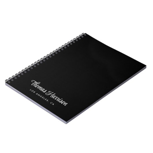 Stilvolle Signatur-Script Monogram Black Notizblock (Linke Seite)