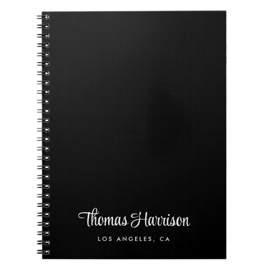 Stilvolle Signatur-Script Monogram Black Notizblock (Vorderseite)