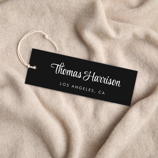 Stilvolle Signature Script QR Code Black Hang Tag