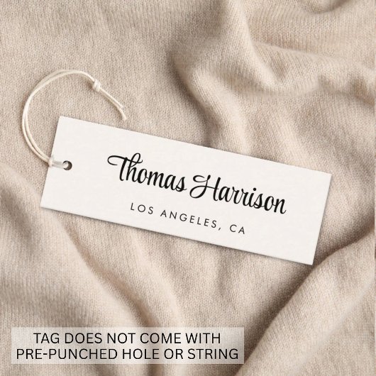 Stilvolle Signature Script QR Code Cream Hang Tag