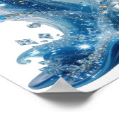 Stilvolle Silber-Wasserwelle Poster (Ecke)
