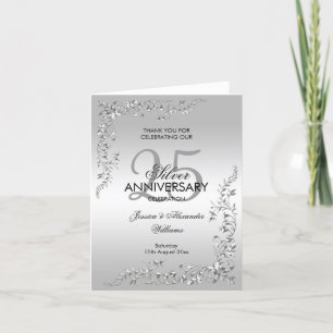 Stilvolle Silberdekoration 25. Hochzeitstag Ankündigung
