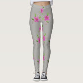 Stilvolle silbergraue Leggings mit Blumenmuster (Vorderseite)
