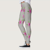 Stilvolle silbergraue Leggings mit Blumenmuster (Links)