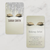 Stilvolle silberne Glitzer Tropfen Wimpern Visitenkarte (Vorne/Hinten)