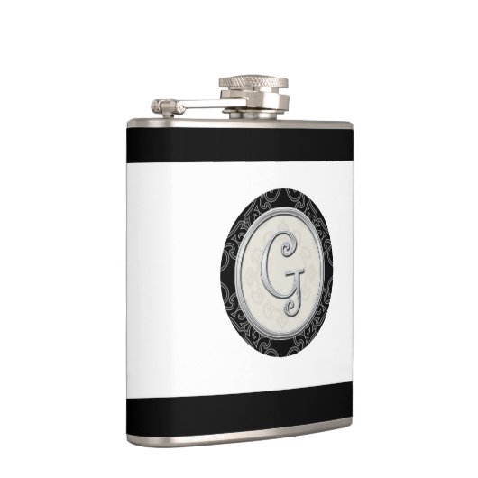 Stilvolle silberne Monogramm-Initiale G Flachmann (Rechts)