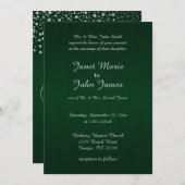 Stilvolle Silberpunkte | Dunkelgrün Einladung (Vorne/Hinten)